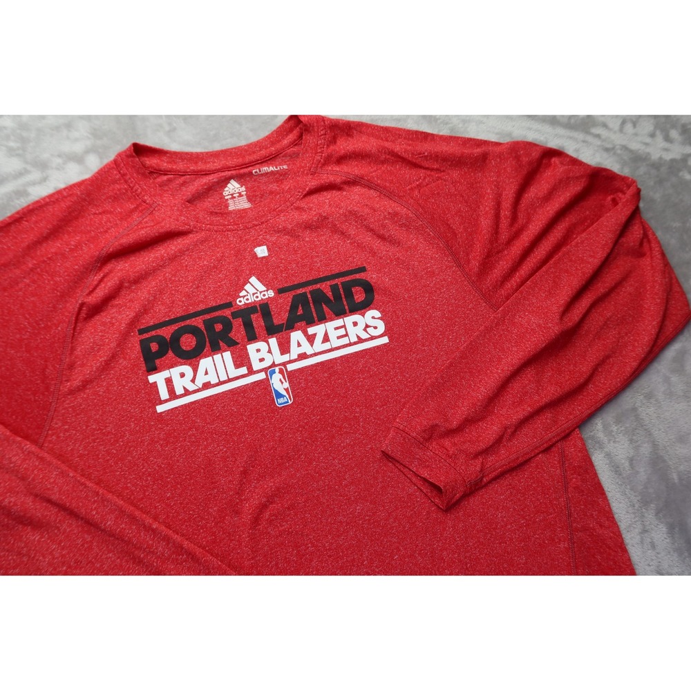 Adidas Portland Trail Blazers‎ CLIMALITE Red Long Sleeve Athletic Shirt Men's L